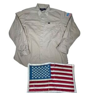 Polo Sport Button Down‎ Shirt American Flag Long Sleeve Cotton Size Large